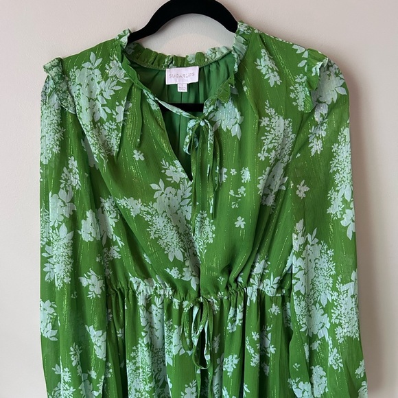 Sugarlips Polare Floral Kristen Tiered Midi Dress in Kelly Green Size Small - Picture 3 of 16
